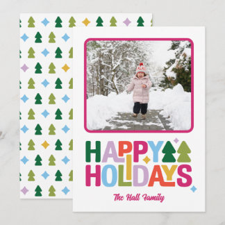 Retro Vibes Multi-Color Holiday Photo Card