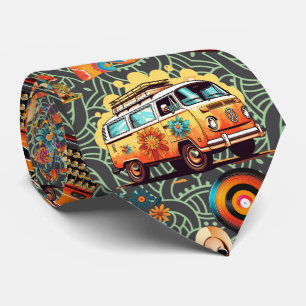 Retro Vibes Pattern RVP01A.D Brown BG Neck Tie