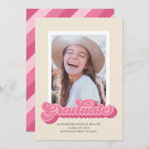 Retro Vibes (Pink) Photo Graduation Announcement