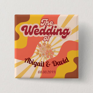 Retro Vibes Vintage Wedding Button