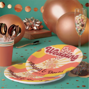 Retro Vibes Vintage Wedding Paper Plates