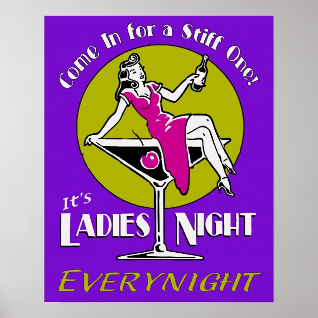 Retro vibrant Ladies Night Poster (Front)
