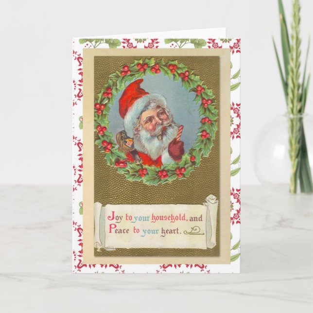 Retro Victorian Christmas Santa Claus Holiday Card (Front)