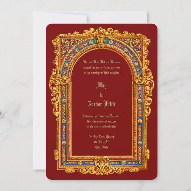 Retro Victorian Era 1887 Arched Frame Wedding Invitation (Front)