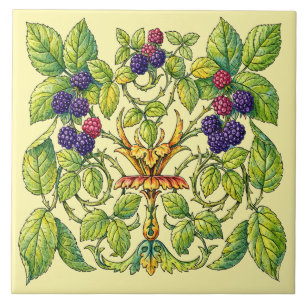 Retro Victorian Era Blackberries Ceramic Tile