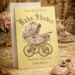 Retro Victorian Era Carriage Baby Shower Template