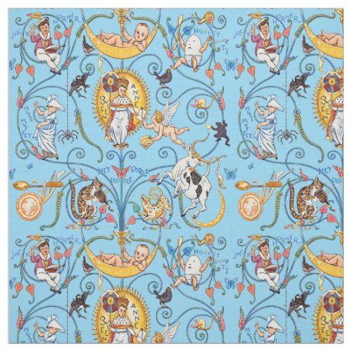 Retro Victorian Era Nursery Rhymes by Walter Crane Fabric