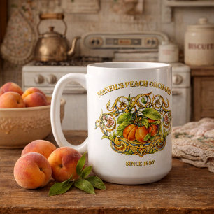 Retro Victorian Era Peach Orchard Label Template Coffee Mug