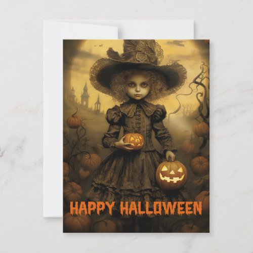 Retro Victorian Photography Halloween bad witch Postcard