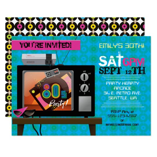 Retro Video Game Arcade 80 S Birthday Party Invite Zazzle Com