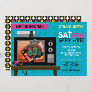 Retro Video Game Arcade 80's Birthday Party Invite