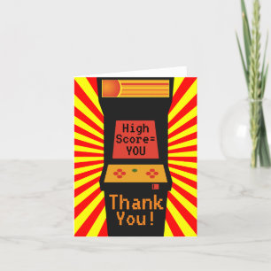 Retro Video Game Arcade Birthday Party Letterpress Thank You Card