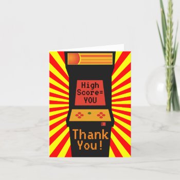 Retro Video Game Arcade Birthday Party Thank You Card by csinvitations at Zazzle