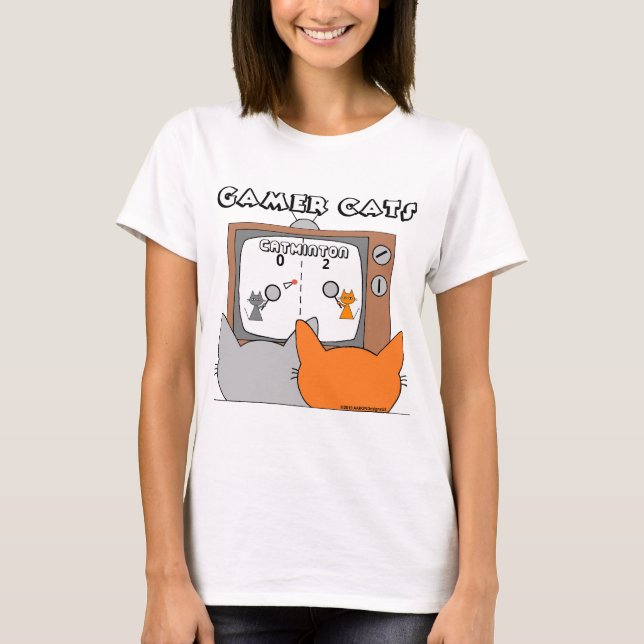 "RETRO VIDEO GAME CATS" Cartoon Cats T-Shirt (Front)