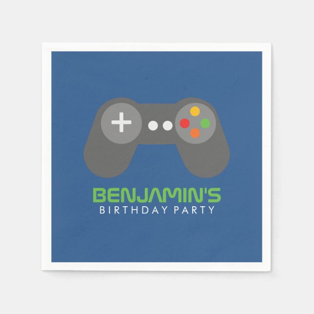 Retro Video Game Controller Birthday Napkins (Front)