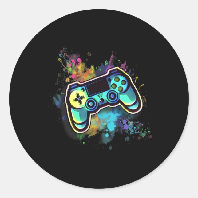 Retro Video Game Controller For Men1  Classic Round Sticker (Front)