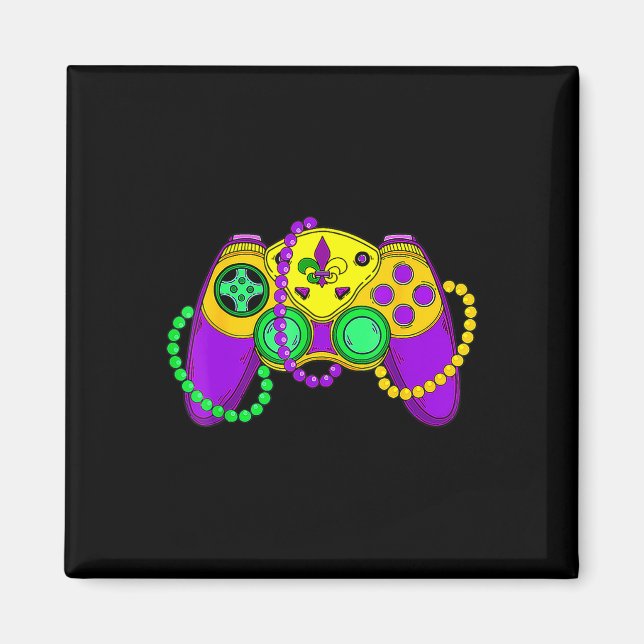 Retro Video Game Controller Hat Mardi Gras Gaming  Magnet (Front)