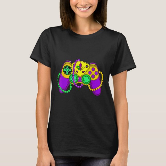 Retro Video Game Controller Hat Mardi Gras Gaming  T-Shirt (Front)