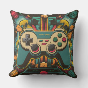 Retro Video Game Controller Throw Pillow