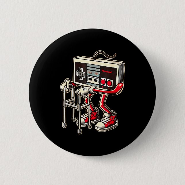 Retro Video Game Controller With Walker Funny Game Button (Front)