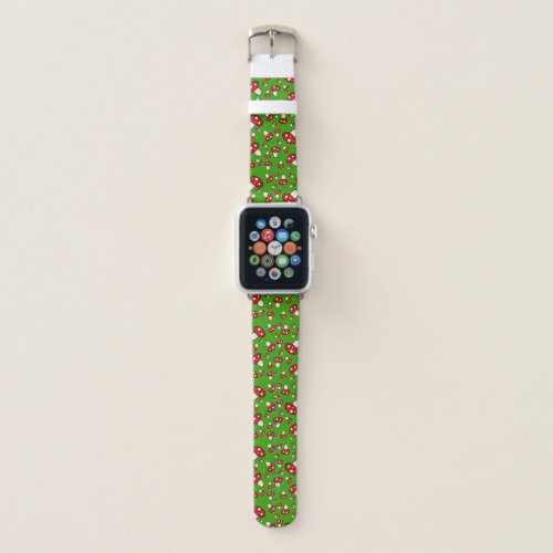 Retro Video Game Inspired Mushrooms _ Green Apple Watch Band