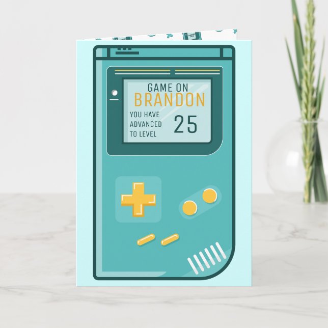 Retro Video Game Level Up Custom Birthday Age Card (Front)