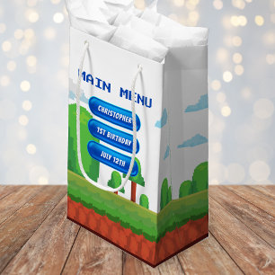 Retro Video Game Menu 1st Birthday Party Small Gift Bag