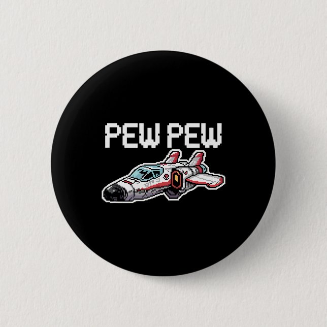 Retro Video Game Ship Arcade Funny Nostalgia Gamer Button (Front)