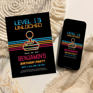 Retro Video Gaming Gamer Boy Birthday Invitation