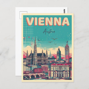 Retro Vienna city Austria skyline gifts Postcard