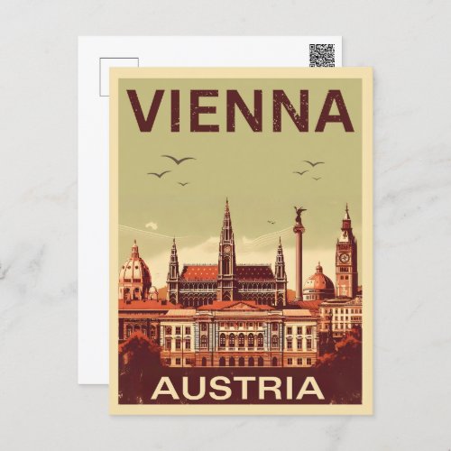 Retro Vienna city Austria skyline gifts  Postcard