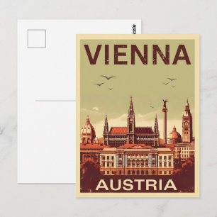 Retro Vienna city Austria skyline gifts Postcard