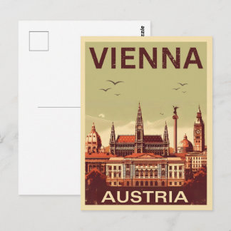 Retro Vienna city Austria skyline gifts  Postcard