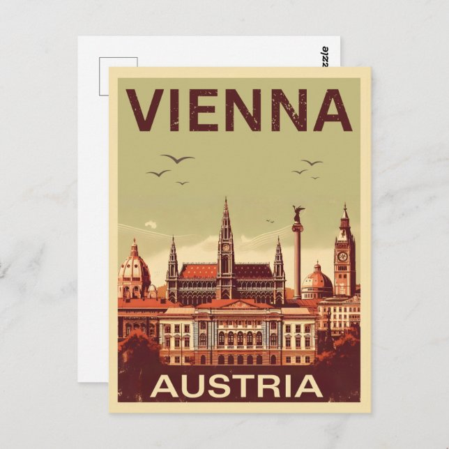 Retro Vienna city Austria skyline gifts  Postcard (Front/Back)