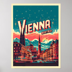 Retro Vienna city Austria skyline gifts Poster