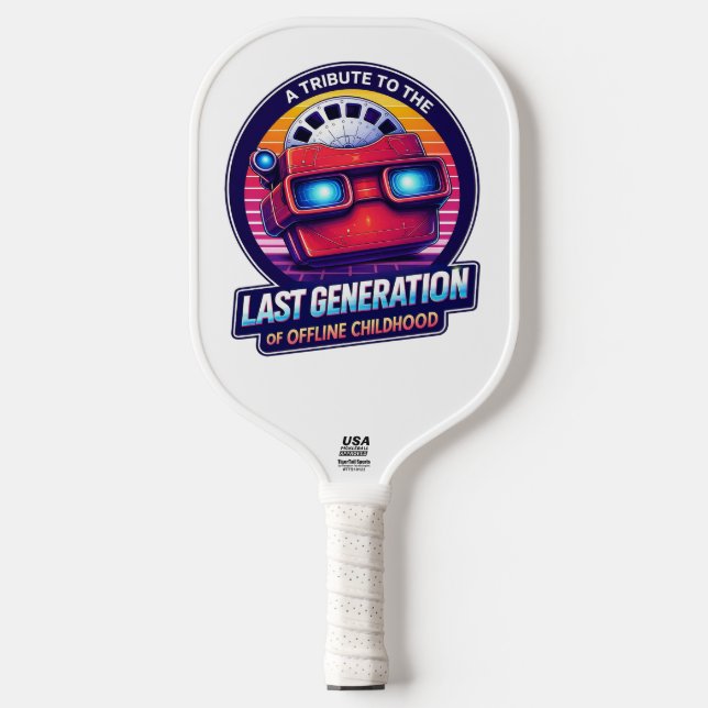 Retro Viewmaster Badge: Last Generation of Offline Pickleball Paddle (Front)