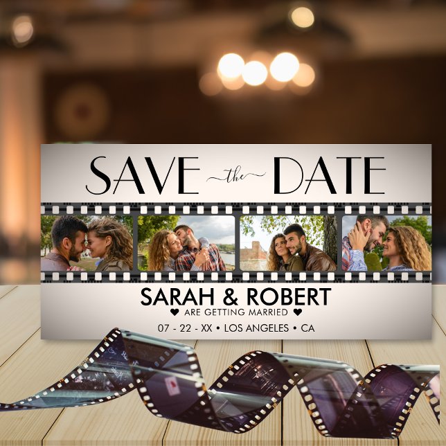 Retro Vignette Photo Collage Film Strip Save The Date (Retro Vignette Photo Collage Film Strip Save The Date)