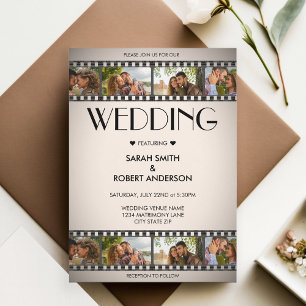Retro Vignette Photo Collage Film Strip Wedding Invitation