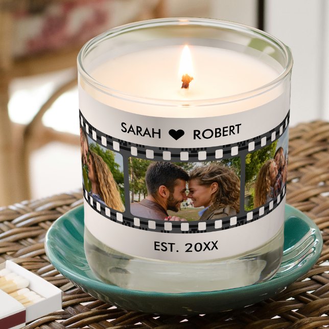 Retro Vignette Photo Collage Film Strip Wedding Scented Candle (Retro Vignette Photo Collage Film Strip Wedding Scented Candle
)