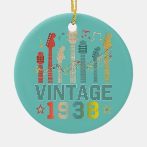 Retro Vintage 1938 Birthday Party Guitarist Ceramic Ornament