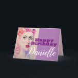 Retro Vintage 1940s Woman Happy Birthday Card<br><div class="desc">Retro Vintage 1940s Woman Happy Birthday Ladies Name Card. A very beautiful card for anyone you love. Give it for any reason at all. Maybe a thank you,  a Birthday or Just because! Designed written and painted by me from one of my original watercolor paintings.</div>