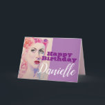 Retro Vintage 1940s Woman Happy Birthday Card<br><div class="desc">Retro Vintage 1940s Woman Happy Birthday Ladies Name Card. A very beautiful card for anyone you love. Give it for any reason at all. Maybe a thank you,  a Birthday or Just because! Designed written and painted by me from one of my original watercolor paintings.</div>