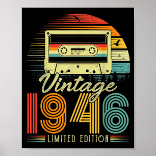 Retro Vintage 1946 Limited Edition 80 Years Old Bi Poster
