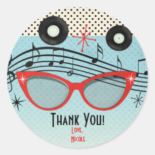 Retro Vintage 1950's Fifties Party Favor Custom Classic Round Sticker