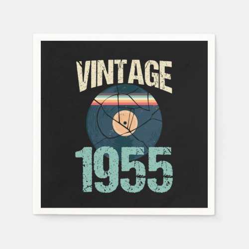 Retro Vintage 1955 65 th Birthday Record Vinyl Vin Napkins