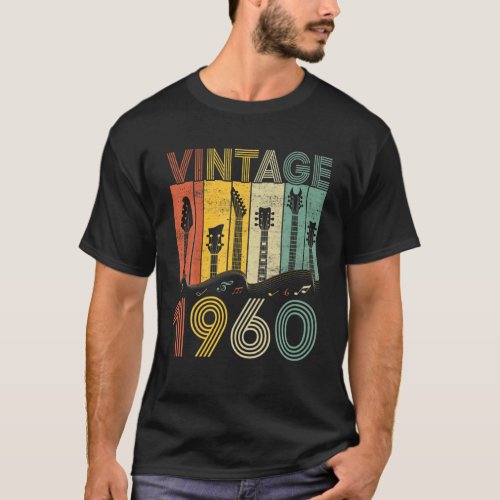 Retro Vintage 1960 Guitarist 1960 Birthday Guitar T_Shirt