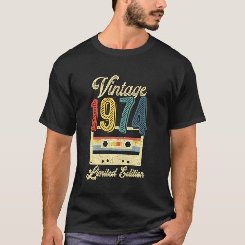 Retro Vintage 1974 Cassette Tape 48th Birthday Mus T_Shirt