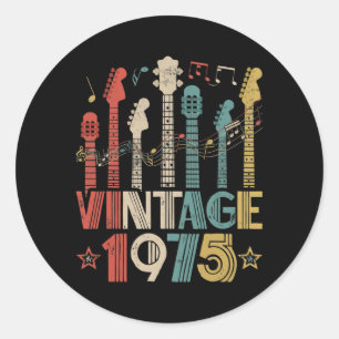 Retro Vintage 1975 Guitar Lover 1975 Birthday Classic Round Sticker