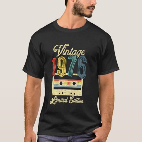 Retro Vintage 1976 Cassette Tape 46th Birthday Mus T_Shirt
