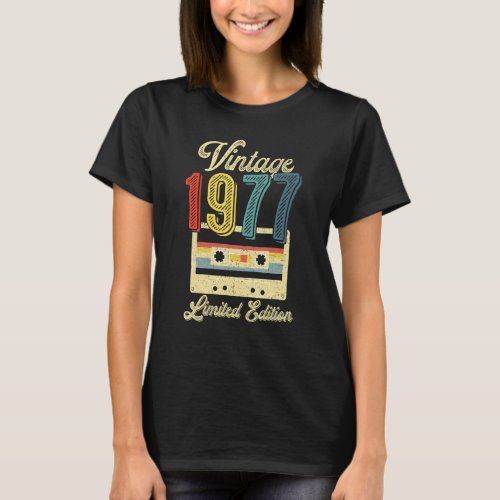 Retro Vintage 1977 Cassette Tape 45th Birthday Mus T_Shirt